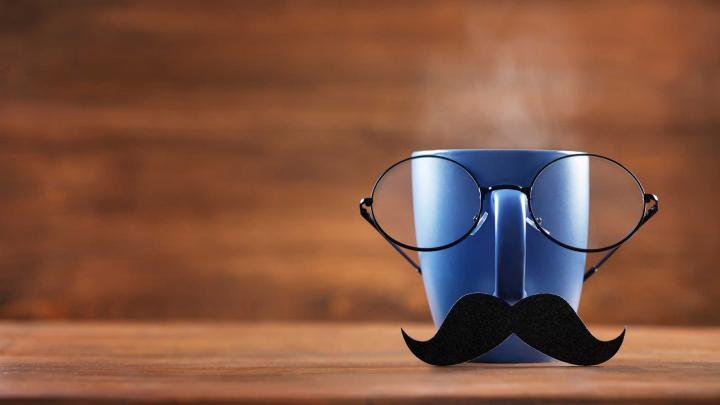 my husband as a dad - mug with mustache and glasses