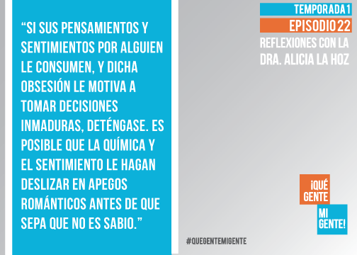 Si sus pensamientos y sentimientos por alguien le consumen, y dicha obsesión le motiva a tomar decisiones inmaduras, deténgase. Es posible que la química y el sentimiento le hagan deslizar en apegos románticos antes de que sepa que no es sabio.