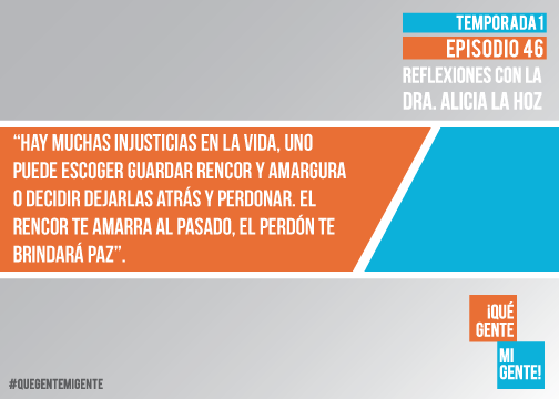 Hay muchas injusticias en la vida y uno puede escoger guardar rencor y amargura o decidir dejarlas atrás y perdonar. El rencor te amarra al pasado, el perdón te brindará paz.