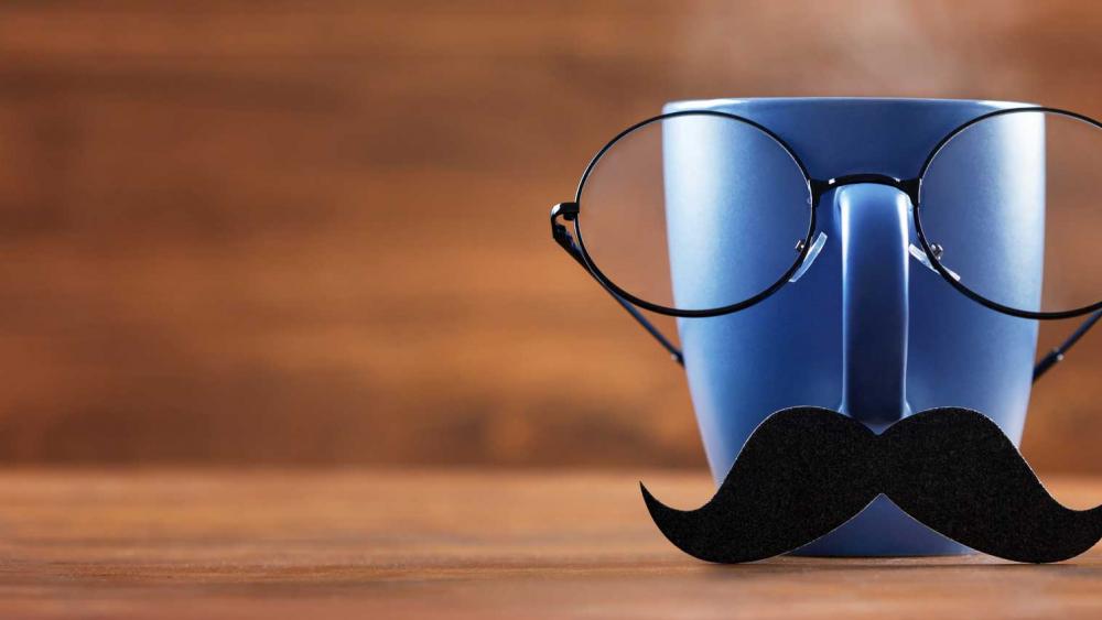 my husband as a dad - mug with mustache and glasses
