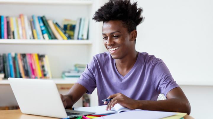 young man on computer