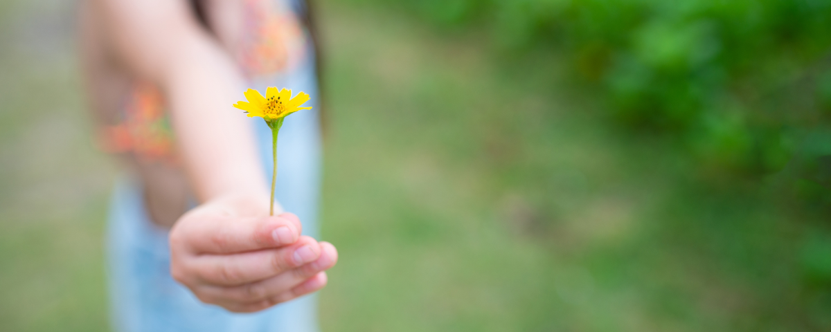 image of girl giving a flower, kill-em with kindness