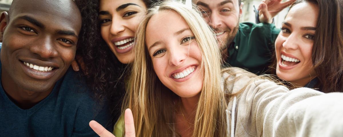 young adults taking selfie