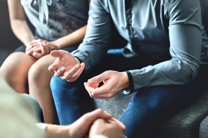 couples enrichment couple talking to therapist